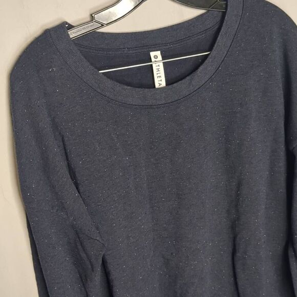 Athleta Balance Navy Blue Multi Nap Speck Knit Pullover Sweater L Large - Picture 4 of 10